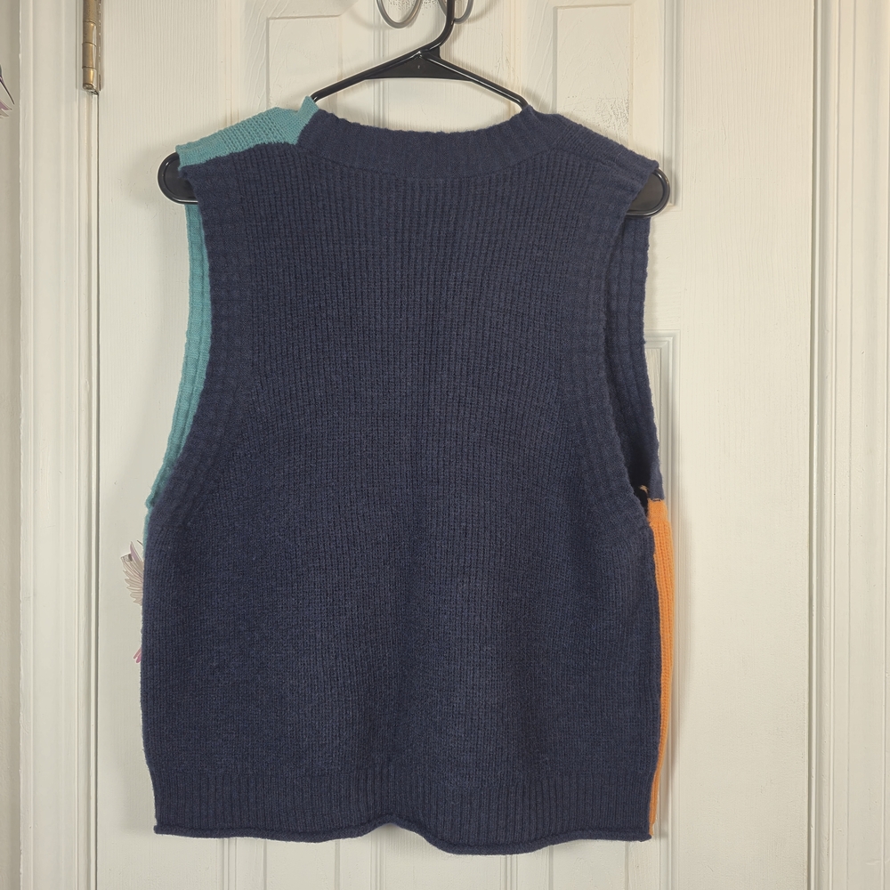 Eclectic Boho Colorblock Patchwork Knit Sweater V… - image 5